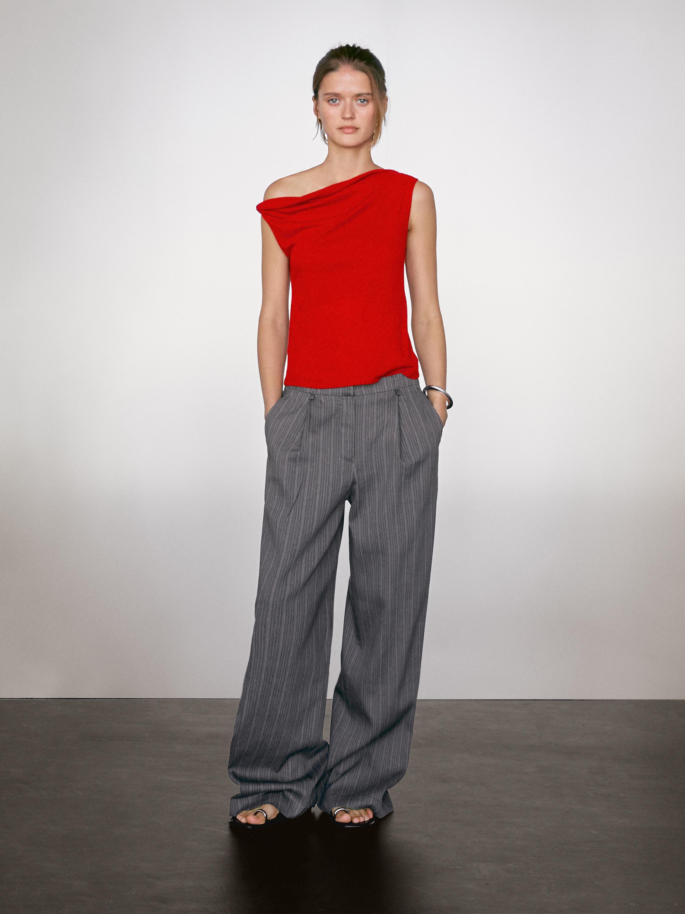 Top drapé avec nœud en coton